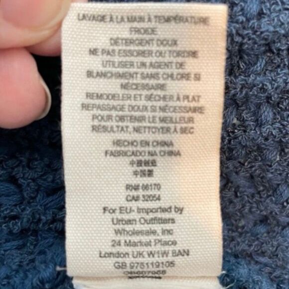 Free People I'll Be Around Cardigan Sweater Blue Silk Fringe Trim XS - Picture 12 of 13